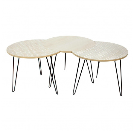 Sada 3 stolíkov bielené/ čierne