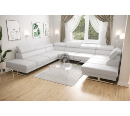 Rohová sedacia súprava EMPORIO MAX I 300X350X220 - ľavá, Eko koža biela