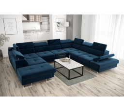 Rohová sedacia súprava GALAXY MAX I s funkciou spania 280x350x225 - modrá, pravá