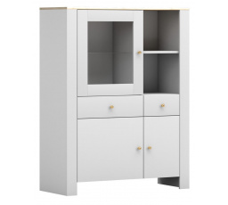 Vitrína AGAWA 02, Biela/Dub Hikora