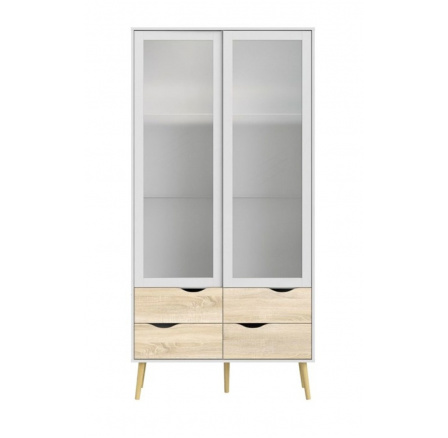 Vitrína RETRO 462, Biela/Dub