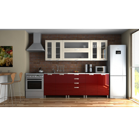 Kuchynská linka Eginger KRF 220 jasmínová/vínový lesk