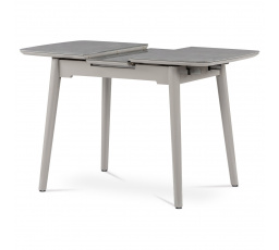 Jedálenský stôl 90+25x70 cm, keramická doska zo sivého mramoru, masívne drevo, sivý vysoký lesk