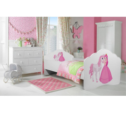 CASIMO PRINCESS S KONÍKOM matrac posteľ 160x80 biela