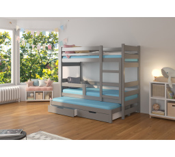 Trojposchodová posteľ s matracmi KARLO Gray