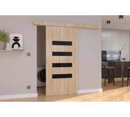 Posuvné dvere na stenu FORLI 86 Sonoma+Čierny Lacobel