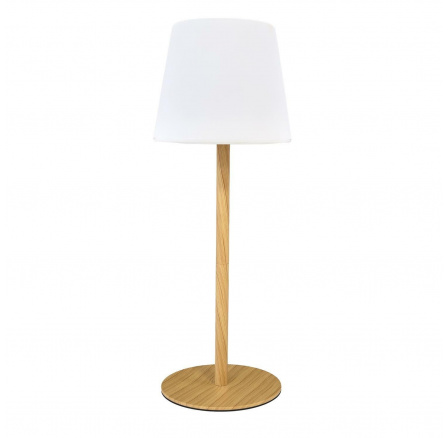 Stolná lampa s nabíjaním a efektom dreva