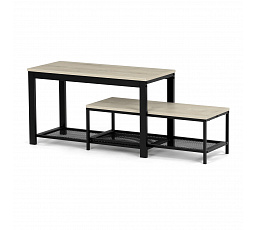 Botník 2 police, MDF dekor dub sonoma, kov - čierny matný lak