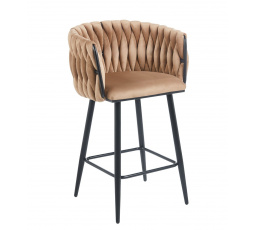 Barová stolička velvet cappuccino čierny rám H7-FX