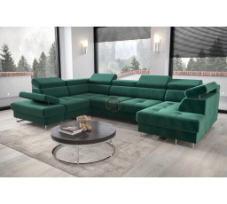 Rohová sedacia súprava GALAXY MAX II s funkciou spania 210x350x165 - zelená, ľavá