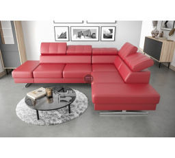 Rohová sedacia súprava EMPORIO 225x300 prírodná koža - červená koža, pravá