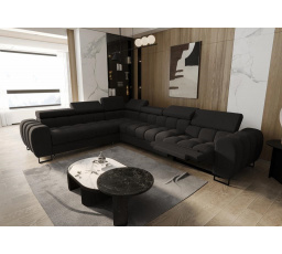 Rohová sedacia súprava ASPEN MAX, relax priemer 30x260 cm - čierna, ľavá