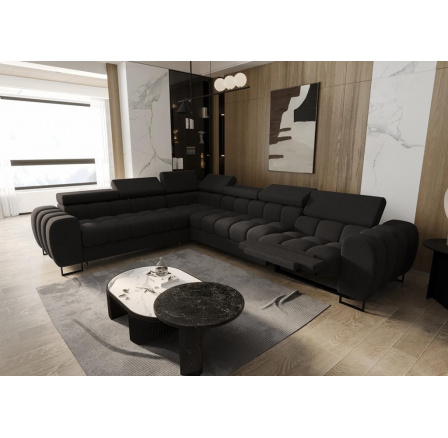 Rohová sedacia súprava ASPEN MAX, relax priemer 30x260 cm - čierna, ľavá