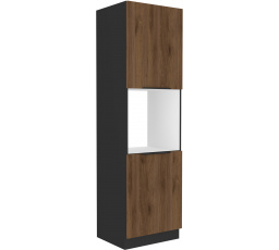 Kuchynská skriňa MONZA - 60 DP-210 2F, Čierna mat/Orech