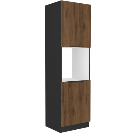 Kuchynská skriňa MONZA - 60 DP-210 2F, Čierna mat/Orech Kuchynská skriňa MONZA - 60 DP-210 2F, Čierna mat/Orech