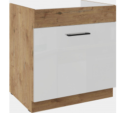 Dolná skrinka VIGO - 80 ZL 1S BB, Dub Lancelot / Biely lesk