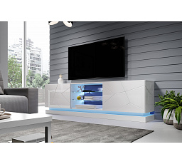 TV komoda QIU 200, biela / biely lesk