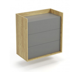 Komoda MOBIUS 3S, prírodná/sivá