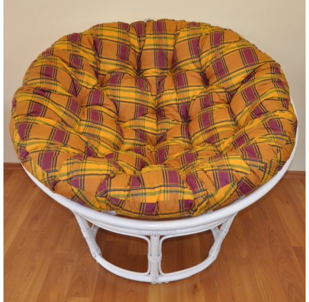 Ratanový papasan 100 cm biely, okrový