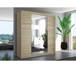 Šatní skriňa s posuvnými dverami a zrkadlom DALMATIA 200 Sonoma+Sonoma