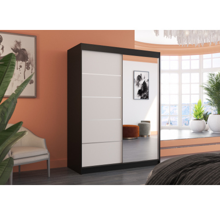 Posuvná skriňa so zrkadlom LIMBO 150 Čierna+Biela