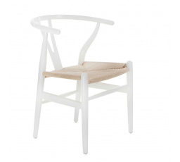 Prírodné biele prútené kreslo inšpirované Wishbone