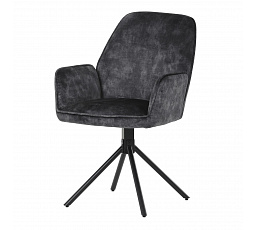 Jedálenská a konferenčná stolička, čierna látka v žíhanom zamatovom dekore, čierne kovové nohy