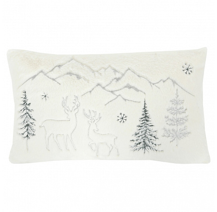 Polštář s výplní - umělá kožešina, zimní, bílo-zelený, 100% polyester, 50 x 30 cm Polštář s výplní - umělá kožešina, zimní, bílo-zelený, 100% polyester, 50 x 30 cm