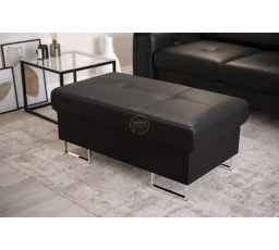 Taburet s úložným priestorom GALAXY 100×55 cm prírodná koža - čierna koža