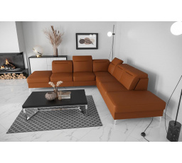 Rohová sedacia súprava OSLO MAX 295x295 prírodná koža - ľavá, Oranžová koža