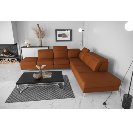 Rohová sedacia súprava OSLO MAX 295x295 prírodná koža - ľavá, Oranžová koža