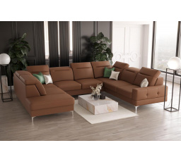Rohová sedacia súprava MALIBU MAX I 260x350x220 cm prírodná koža - prírodná koža - voliteľná farba, Pravá strana