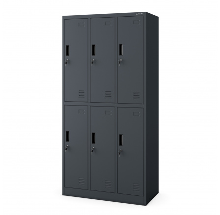 Kovová uzamykateľná šatníková skrinka antracit: so 6 boxmi IGOR, 900 x 1850 x 450 mm