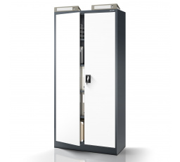 Kancelárska kovová skriňa na dokumenty JAN, 900 x 1850 x 400 mm, antracitovo-biela