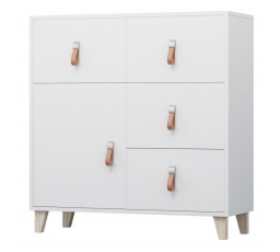 Komoda 4S1D - FIGO 03, Biela/Prírodná