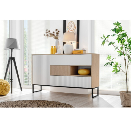 ZOE 1D3S komoda herringbone scandi/biela alpská matná ZOE 1D3S komoda herringbone scandi/biela alpská matná