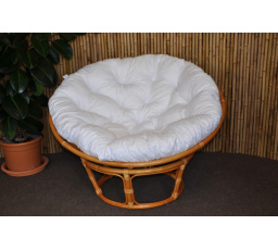 Ratanový papasan 110 cm medovo biely vankúš