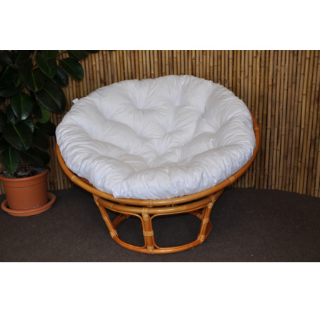 Ratanový papasan 110 cm medovo biely vankúš