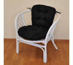 Ratanové kreslo Bahama biely vankúš čierny keper