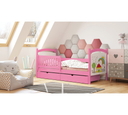 postel dzieciece drewniane z tablica suchoscieralna Amely 80x190 Certyfikat - Růžová - Konec série