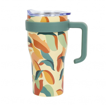 Termohrnček Mini Miami Floral so zelenou rukoväťou