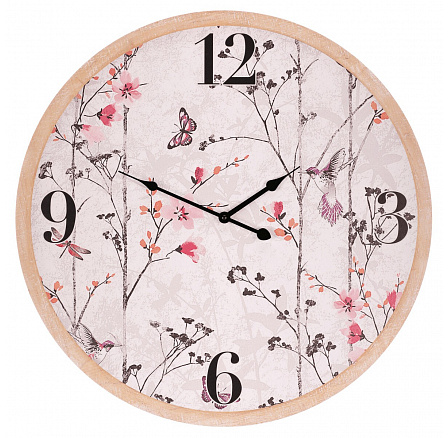 Hodiny nástěnné - pr. 58 cm, MDF, rozkvetlá louka Hodiny nástěnné - pr. 58 cm, MDF, rozkvetlá louka