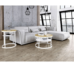 Okrúhly konferenčný stolík Glamour - v rôznych farbách - Dub Artisan, Biely mat