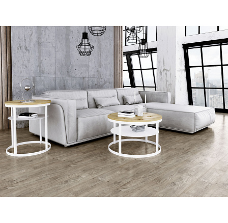 Okrúhly konferenčný stolík Glamour - v rôznych farbách - Dub Artisan, Biely mat