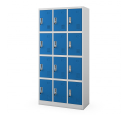 Kovová šatní skriňa BHP MARCIN, 900 x 1850 x 400 mm, šedo-modrá