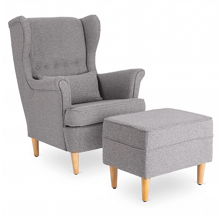 Kreslo Relaxačné EVAN 2 s Podnožkou Sivé