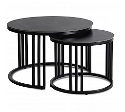 Sada keramických stolíkov JERRY Čierny mramor/Čierna