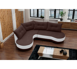 Rohová sedacia súprava Abbey L tm.hnedá/biela
