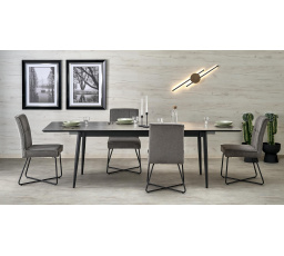 Jedálenský stôl CHARLES, Efekt sivého mramoru/Čierna