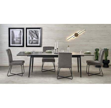 Jedálenský stôl CHARLES, Efekt sivého mramoru/Čierna